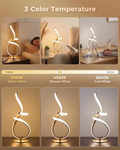 Modern Spiral Table Lamp, 3D LED Touch Control Cool Desk Lamp
