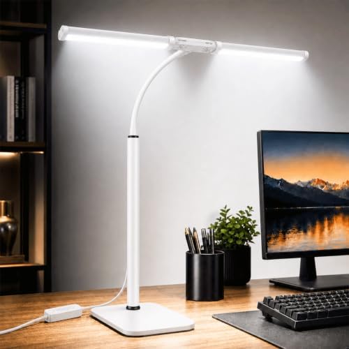 24-Inch Double Head LED Desk Lamp with Base, 15W Architect Desk Light