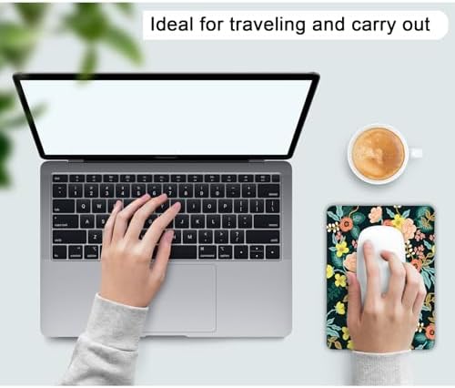Small Mouse Pad, Mini Mouse Pad 6 X 8 Inch with Non-Slip Rubber Base for Keyboard Tray Laptops Wireless Mouse Home Office Travel, Washable & Portable (Colorful Flowers)