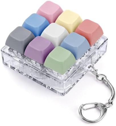 Keyboard Fidget Toy, Creamy Fidget Clicker Keyboard Fidget Keychain, Button Fidget Gifts for Adults, Boost Focus & Ease Anxiety Anywhere — Perfect Stress-Relief Gift (3×3 Grid Layout C)