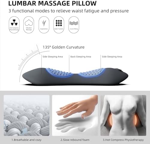 Lumbar Support Pillow Massage for Back Relaxation (Black)