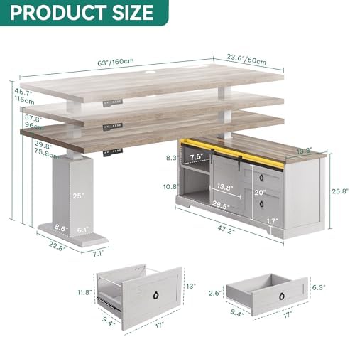 YITAHOME L Shaped Standing Desk with Power Outlets & LED Lights