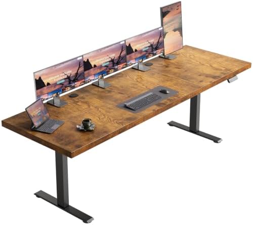 OffiGo 79" Executive Electric Standing Desk Height Adjustable, Rustic Brown