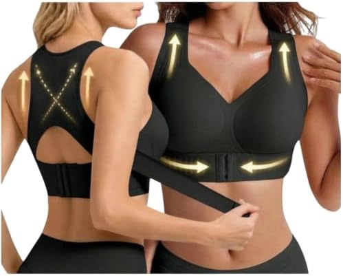 Posture Corrector Bra for Women Cross Back Front Closure Full Coverage Bras