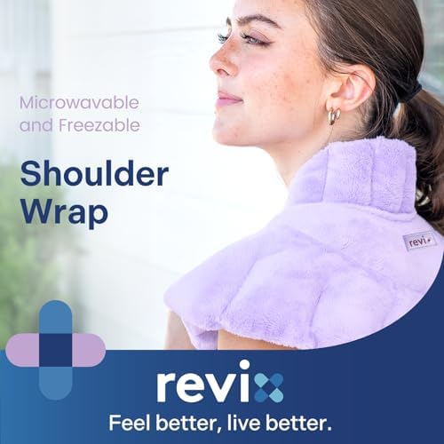 REVIX Microwavable Heating Pad for Neck, Weighted Moist Heat Shoulder Wrap