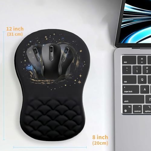 Ergonomic Mouse Pad Wrist Support with Massage Design,Cute Cat Wrist Rest Pain Relief Mousepad with Memory Foam,Mousepad for Wireless Mouse