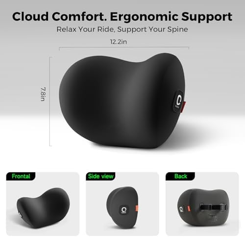 BEBAS Memory Foam Car Headrest Pillow - Breathable Neck Support Pillow for Driving, Universal Fit Cars/SUVs/Tesla/Toyota & Office Chair, Removable Cover (Black, 4-Season)