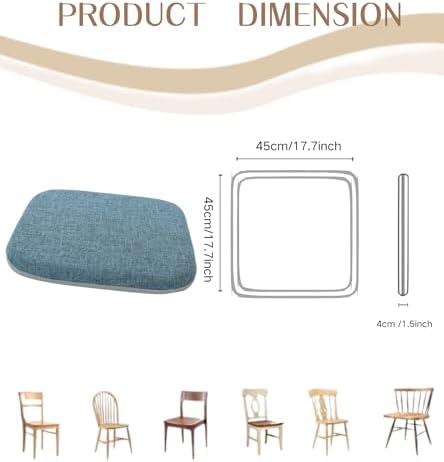 High Resilience Memory Foam Chair Cushion 17"x17"x2" Set of 2 Square Chair Pads and Washable Cover Non Slip Seat Cushions for Indoor Dining Room Kitchen and Office Chairs (Green,17"x17")