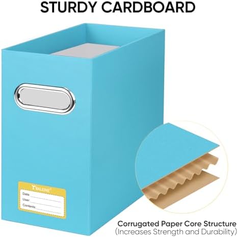 BALEINE 4PK File Organizer Box, Cardboard File Folder Organizer with Handle