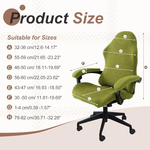 PATIKIL 1 Set Office Chair Cover, Desk Chair Cover Stretchable Universal Computer Seat Slipcover Large with Armrest Covers Zipper for Rolling Office Chairs Home Desk Seat, Green
