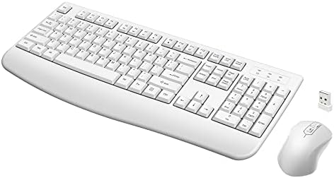 QUASIO Wireless Keyboard Mouse Combo, Windows & Mac Compatible (White)