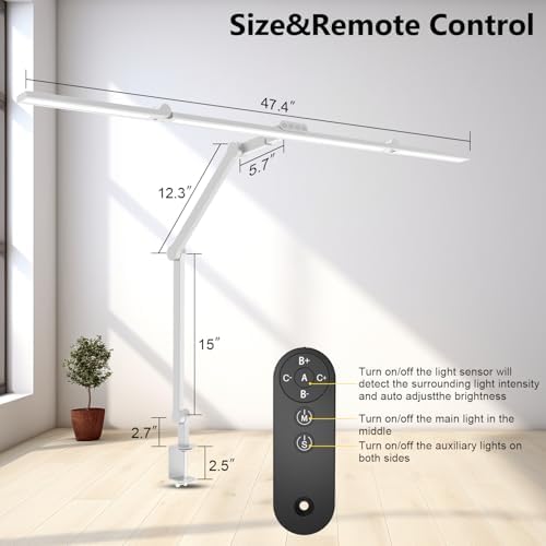 EPABINA 36W Ultra Bright Architect Desk Lamp with Clamp, Tall Overhead Rotatable Led Desk Light for Home Office, 47Inch Long Adjustable Monitor Light Bar with Remote for Computer Screen Desktop Table