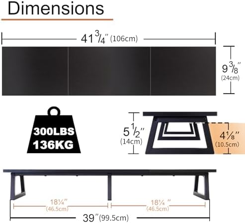 TEAMIX 42 inch Large Dual Monitor Riser, Desk Organizer Stand for TV Laptop