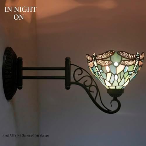 WERFACTORY Tiffany Wall Sconce Lamp Plug in Swing Arm Up Down Light