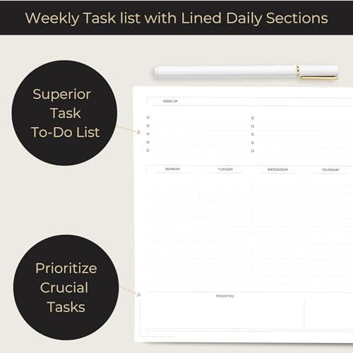 BLU MONACO Weekly Planner Notepad | Undated Planner Pad With 52 Tear-Off Sheets | Beautiful Weekly To Do List Notepad for Goals, Priorities and Task Tracking | 11” x 8.5” Desk Organizer Pad
