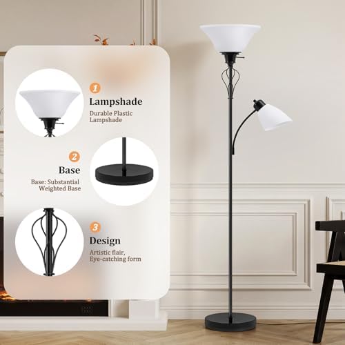 Floor Lamps for Living Room, 70" Tall Torchiere Floor Lamps, Plastic Shade