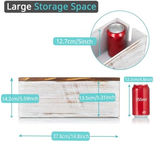 Large Cable Management Box, White Washed Wood Cord Organizer Box for Desk, Floor, Office to Hide Extension Cords Power Stripes Surge Protectors Chargers Wires