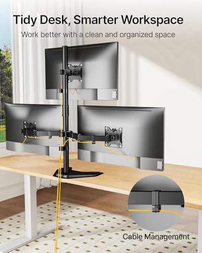 monTEK Freestanding Triple Monitor Stand for 17-32" Screens, 22 lbs Each