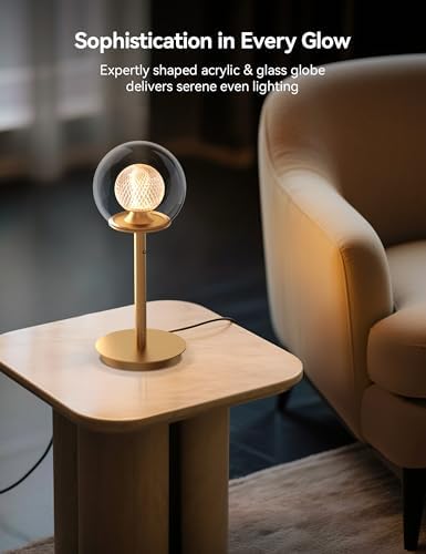 Tubicen Gold Bedside Table Lamp Plug in Dual-Globe Glass Shade