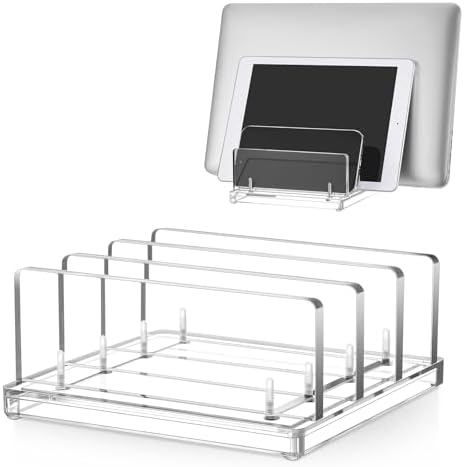 Chunful 3 Slot Adjustable Vertical Laptop Stand for Desk