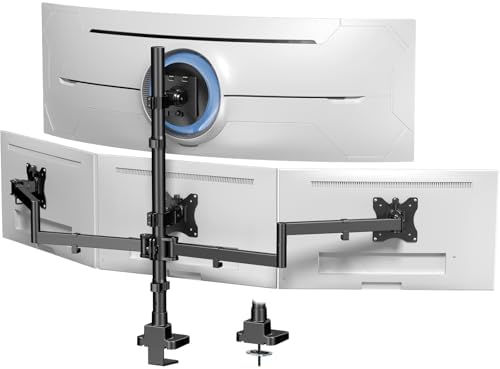 Quad Monitor Mount for up to 49 inch Ultrawides on Top and 27 inch Screens on Lower Brackets,Heavy Duty,Fully Adjustment, Holds up to 44 lbs, VESA 75x75/100x100 mm,Black