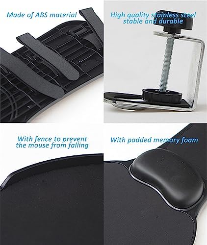 LL-COEUR Memory Foam Arm Support Wrist Rest for Table and Chair, Ergonomic Armrest Desk Extender, Multifunctional Computer Mouse Pad (Black)
