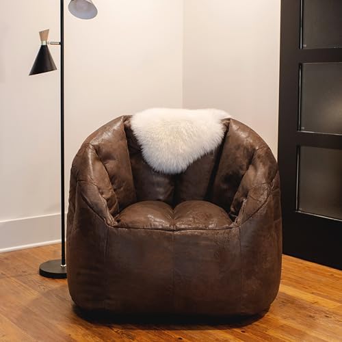 Big Joe Milano Large Bean Bag Chair for Kids, Teens, Adults, Espresso Blazer, Lightweight Seat for Reading Nook and Gaming Vegan Leather, 3.5 foot Refillable
