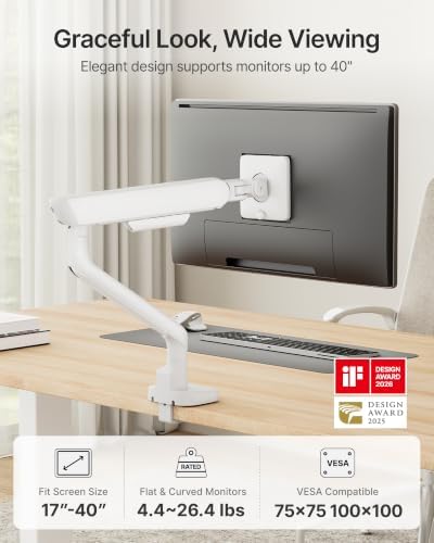 monTEK Mechanical Spring Dual Monitor Arm with USB for 27 32 34inch Screens