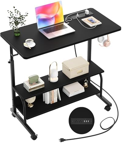 Armocity 32" Rolling Standing Desk with Charging Station for Couch Bed