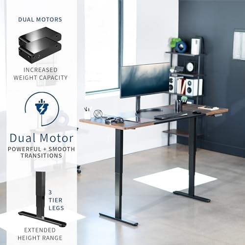VIVO Black/Vintage Brown 71 x 30 in Standing Desk, DESK-KIT-2B7BN