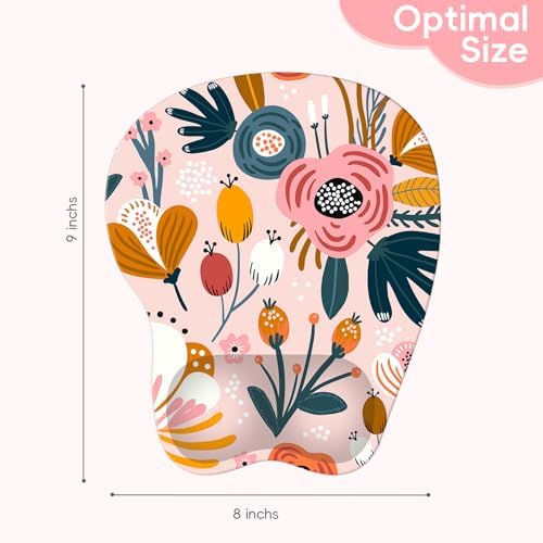 Upgrade Ergonomic Mouse Pad,Non Slip Mousepad Wrist Rest Support for Office, Computer, Laptop & Mac(B-Pink Floral)