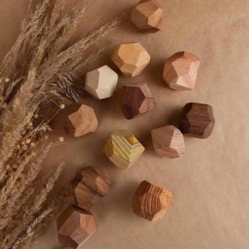 Wooden Stacking Stones Board Game Hardwood Balancing Blocks Party Game, Unique Handmade Sensory Stacking Rocks, Aesthetic Desk Decor Gift