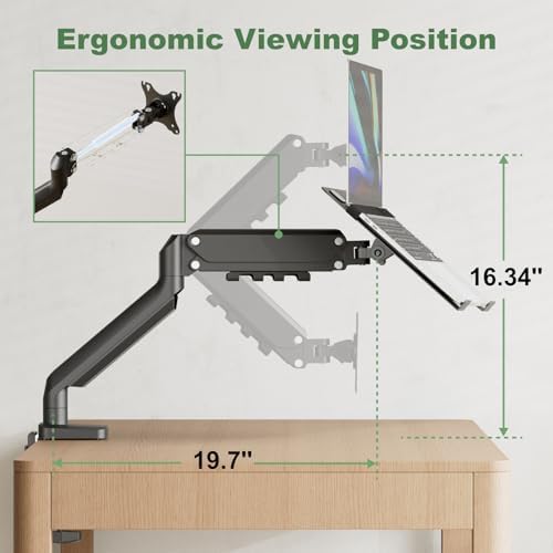 2-in-1 Gas Spring Laptop Desk Mount for 12"-17" Notebook/13"-32" Monitor