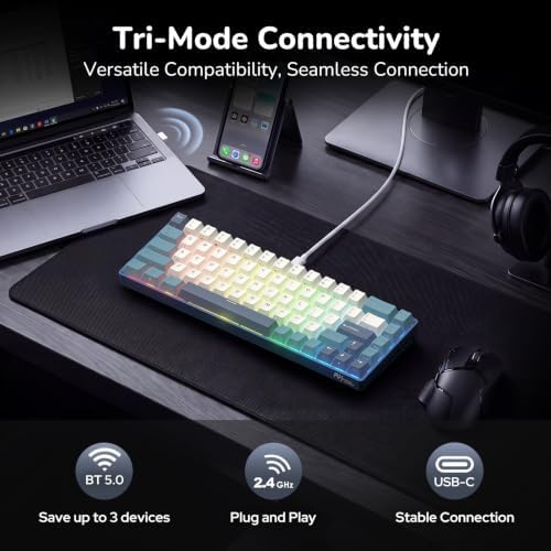 RK ROYAL KLUDGE RK68 65% RGB Wireless Mechanical Keyboard for Gaming, Work