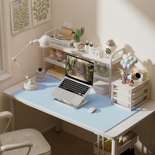 Aothia Faux Leather Desk Mat – Large Mouse Pad, Non-Slip PU Leather Blotter, Waterproof Writing Surface for Office and Home (Baby Blue, 47.2" x 23.6")