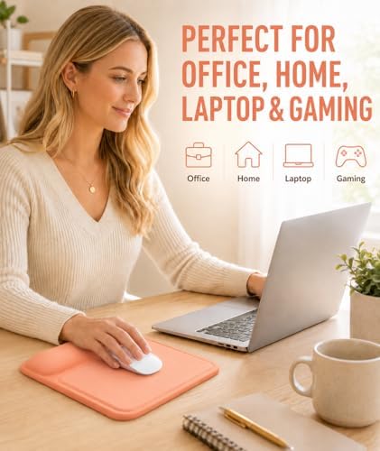 eulps Ergonomic Mouse Pad with Wrist Rest, Gel Mousepad with Soft Wrist Support, Non-Slip PU Base, Smooth Surface Mouse Pad for Wrist Pain Relief, Computer Laptop Office Home & Gaming (Orange)