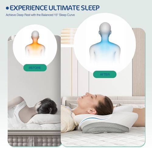 JOYENERGY Ergonomic Memory Foam Cervical Pillow for Neck and Shoulder Pain