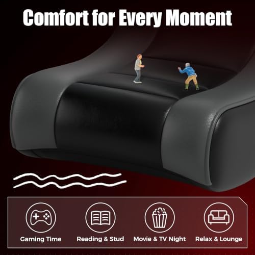 GTPLAYER Floor Rocking Gaming Chair – Floor Rolling Game Chairs with Angle Limiter, Gamer Rocker Floor Seat, Compact & Lightweight, Black(Large)