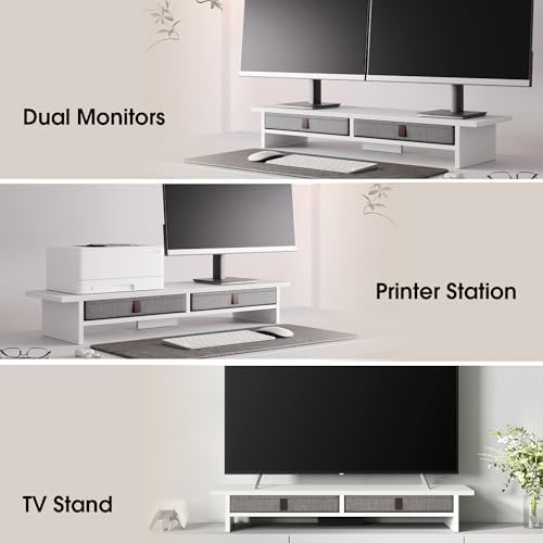 Fenge 35 Inch Monitor Stand with Drawer Storage, Computer Riser for Desk
