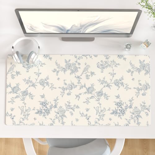 QIYI PU Leather Large Mouse Pad, Waterproof Desk Mat, 31.5" x 15.7", Toile