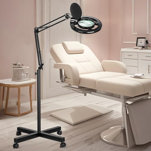 HITTI 2200 Lumens 12X Magnifier Esthetician Light, 4 Wheel Rolling Base