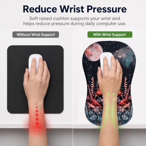Ergonomic Mouse Pad with Wrist Rest, Mouse Pad with Memory Foam Massage Support, Non-Slip PU Base, Comfortable Typing Cushion for Home Office Computer Laptop, Snail
