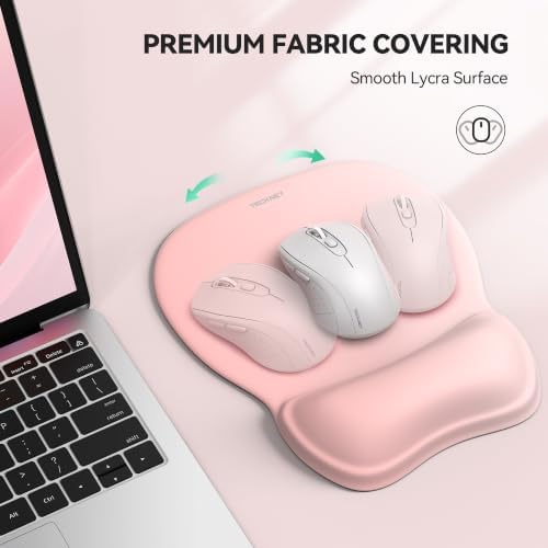 TECKNET Gel Ergonomic Mouse Pad with Wrist Rest, Non-Slip PU Base, Pink
