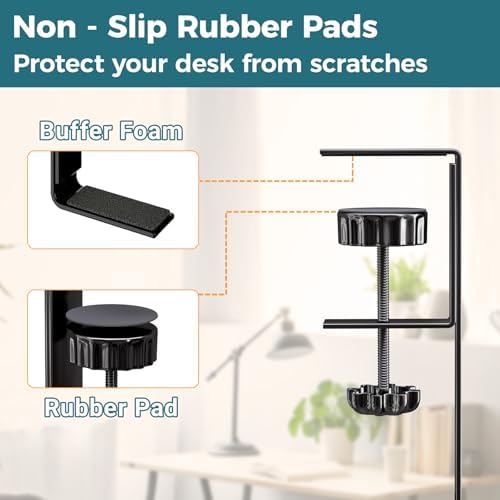 Cable Management Under Desk, 25.3'' No Drill Desk Cable Management Tray with Clamp, Metal Cord Organizer for Standing Desk, Computer Wire Management for Home Office & Gaming Setup, Black