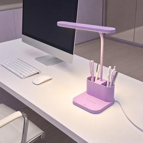 AXX Purple Desk Lamp, Cute Table Light for Home Office Bedroom
