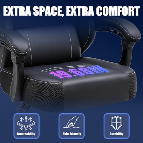GTPLAYER Gaming Chair, Recliner Chair with Headrest & Lumbar Support, Linkage Armrest,Ergonomic Gaming Chair 350lbs, High Back Office Home, Black