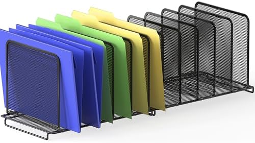 Simple Houseware 5 Section Upright File Sorter Organizer, Black - 2 Pack