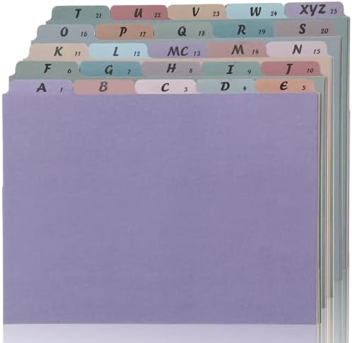 1 Set A-Z Alphabetic and Number Top Label Files, Legal Size, 25 Sheets File Dividers 1/5 Cut Label File Cabinet Dividers Desk Organizer for Office, Home and School (Retro)