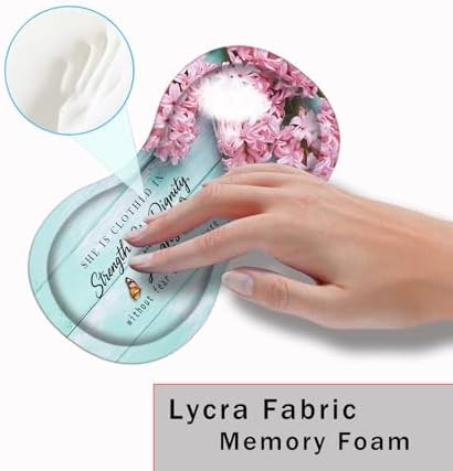 Mouse Pad with Wrist Support + Desk Mat + Coaster 3 in 1 Set, XL Large Gaming Mousepad Ergonomic Mouse Pads for Desk Computer Laptop Office,Pink Hyacinth Bible Verse Proverbs 31-25