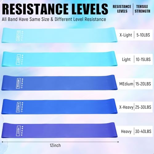 Deekin 20 Pcs Resistance Bands, 10-115 Lbs, 5 Levels